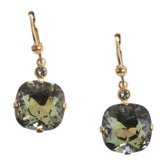 Catherine Popesco Large Stone Crystal Earrings - Tabac and Gold