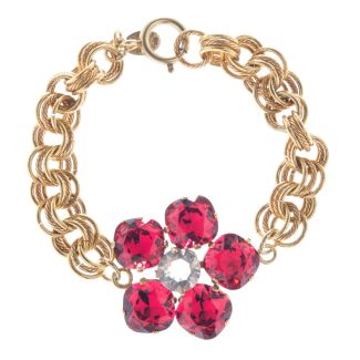 Catherine Popesco Large Stone Crystal Flower Bracelet - Scarlet Red