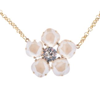 Catherine Popesco Large Stone Crystal Flower Necklace - Ivory Cream