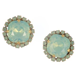 Catherine Popesco Large Stone Earrings Pacific Opal With Small Pacific Opal Crystals - Gold Post