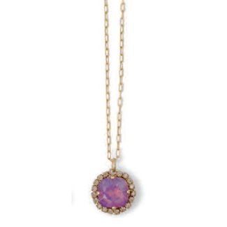 Catherine Popesco Large Stone Necklace With Crystals - Lavender and Gold