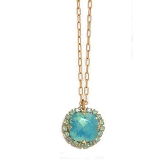 Catherine Popesco Large Stone Necklace With Surrounding Crystals - Assorted Colors in Gold