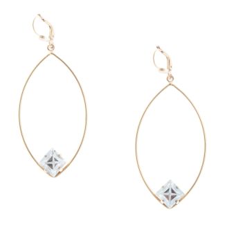 Catherine Popesco Marquise Hoop Earrings with Square Crystal