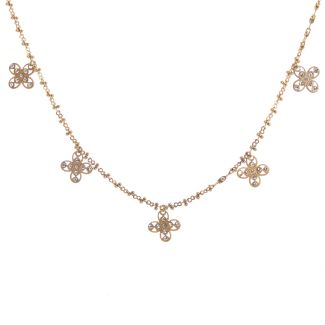 Catherine Popesco Multi Petal Crystal Flower Charm Necklace