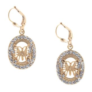 Catherine Popesco Oval Crystal Rhinestone Butterfly Earrings - Assorted Colors