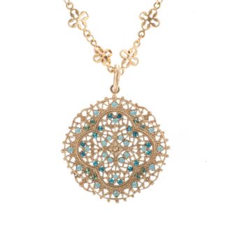 Catherine Popesco Pacific Opal Crystal and Gold Filigree Necklace