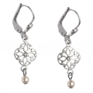 Catherine Popesco Silver Pearl Drop Earrings - Delicate Dangles