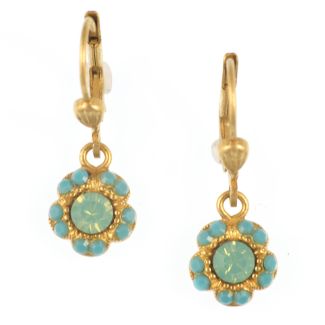Catherine Popesco Petite Flower Crystal Dangle Earrings - Pacific Opal