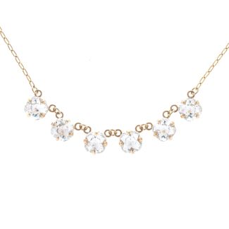 Catherine Popesco Petite Six Stone Crystal Necklace - Clear