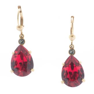 Catherine Popesco Scarlet Red Teardrop Crystal Earrings