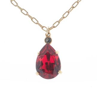Catherine Popesco Scarlet Red Teardrop Crystal Pendant Necklace
