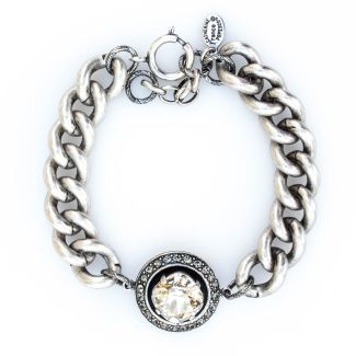 Catherine Popesco Shade Round Crystal Frame Bracelet in Silver