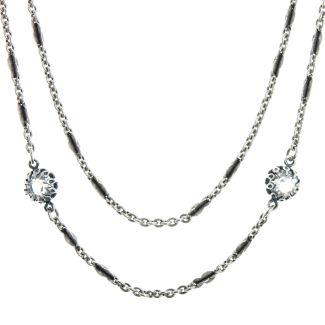 Catherine Popesco Silver or Gold Cannes Crystal Tin Cup Necklace 42" Long