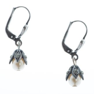 Catherine Popesco Silver Petite Capped Bead Pearl Drop Earrings