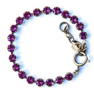 Catherine Popesco Small Stone Crystal Bracelet - Fuchsia Hot Pink and Gold