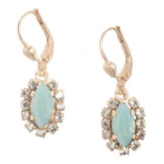 Catherine Popesco Small Gold Oblong Rhinestone Earrings - Pacific Opal