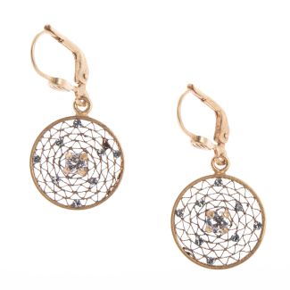 Catherine Popesco Small Round Filigree Mesh Crystal Earrings