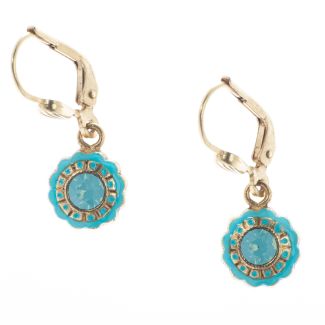 Catherine Popesco Small Round French Enamel Crystal Earrings