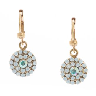 Catherine Popesco Small Round White Opal Paved Crystal Earrings