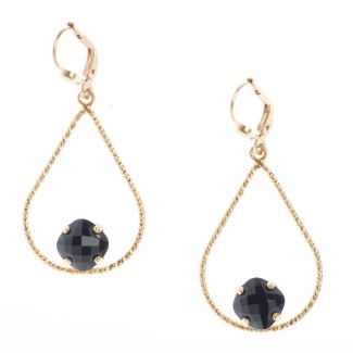 Catherine Popesco Small Teardrop Hoop with Petite Jet Black Crystal Earrings