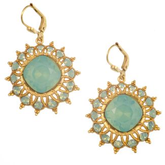 Catherine Popesco Starburst Crystal Earrings in Pacific Opal and Gold