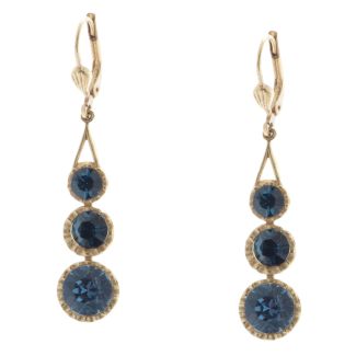 Catherine Popesco Three Stone Crystal Earrings - Midnight Blue