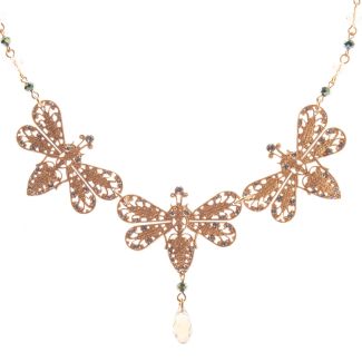Catherine Popesco Triple Filigree Bee Crystal Necklace - Black Diamond