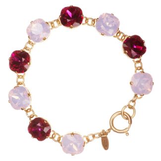 Catherine Popesco Large Stone Crystal Bracelet - Pink Fuchsia & Rosewater Combo