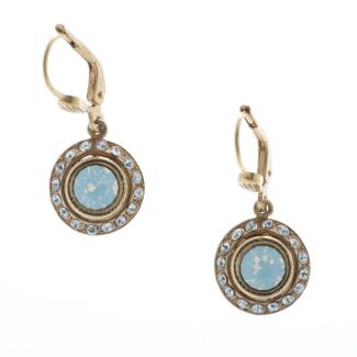 Catherine Popesco White Opal Small Round Rhinestone Dangle Earrings