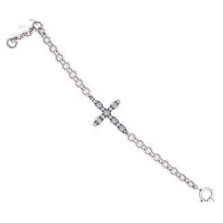Catherine Popesco Ornate Crystal Cross Gold or Silver Bracelet