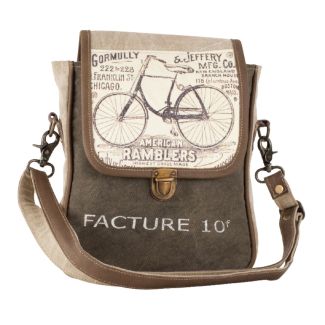 American Ramblers Bicycle Leather & Canvas Purse Messanger Bag by Clea Ray