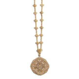 Catherine Popesco Crystal and Gold Filigree Necklace - 18"