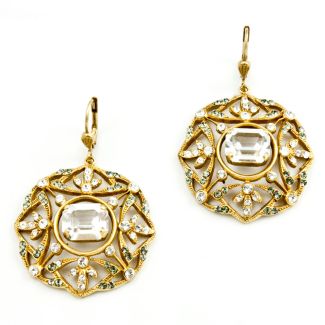 Beautiful Catherine Popesco Gold and Crystal Earrings
