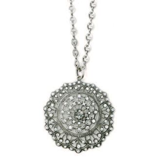 Beautiful Silver Crystal Medallion Necklace by Catherine Popesco