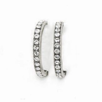 Catherine Popesco Silver Crystal Hoop Earrings