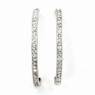 Catherine Popesco Silver Crystal Large Hoop Earrings