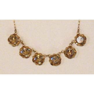 Catherine Popesco Large Stone Six Crystal Necklace - Champagne & Gold