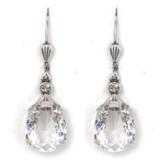 Catherine Popesco Clear Crystal and Silver Teardrop Earrings