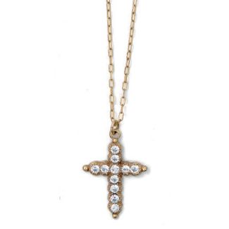 Catherine Popesco Clear Crystal Cross Necklace - Gold or Silver