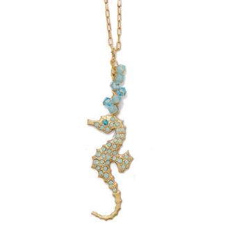 Catherine Popesco Crystal Pacific Opal Seahorse Necklace