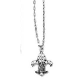 Catherine Popesco Fleur-de-lis Crystal Silver Necklace