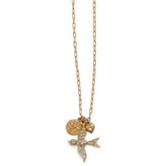 La Vie Bird Charm Crystal Necklace