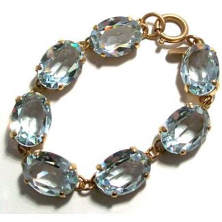 La Vie Parisienne Oval Crystal Bracelet - Indian Sapphire and Gold