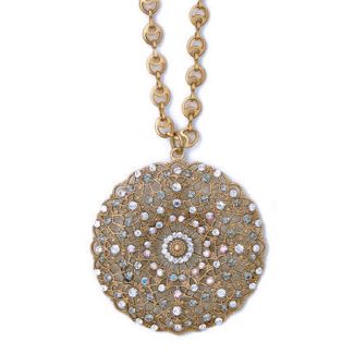 Catherine Popesco Large Lacy Medallion Gold Crystal Necklace - Assorted Colors