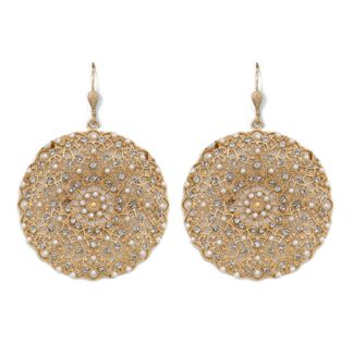Catherine Popesco Large Lacy Pearl & Gold Round Earrings