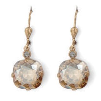 Catherine Popesco Large Stone Crystal Earrings - Champagne and Gold