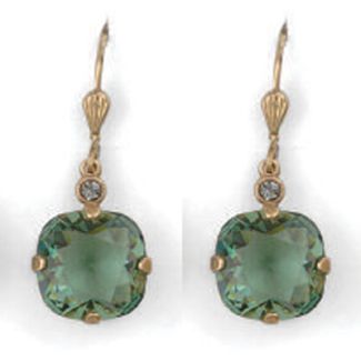 Catherine Popesco Large Stone Crystal Earrings - Marine and Gold