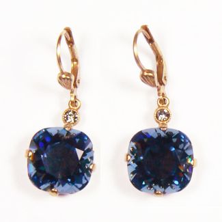 Catherine Popesco Large Stone Crystal Earrings - Midnight Blue and Gold
