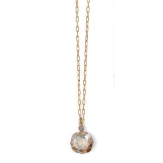 Catherine Popesco Large Stone Crystal Necklace  - Champagne and Gold