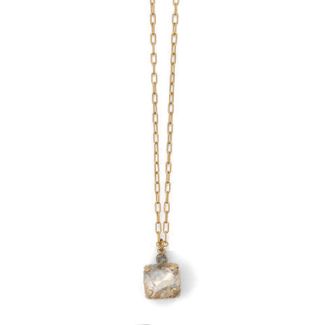 Medium Stone Crystal Necklace - Champagne and Gold